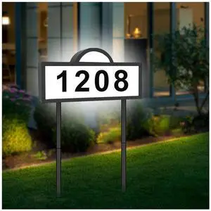 Solar House Numbers for Outside, 45 LEDs with Cool White or Warm White | Lighted Address Sign for House Yard, IP65 Waterproof Solar Powered Address Sign with 39inch Tall In Ground or Wall Mounted Solar House Numbers for Outside, 45 LEDs with Cool White or Warm White | Lighted Address Sign for House Yard, IP65 Waterproof Solar Powered Address Sign with 39inch Tall In Ground or Wall Mounted