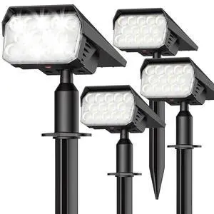 Solar Lights Outdoor Waterproof IP65, 56 LED 3 Lighting Modes Solar Spot Lights Outdoor, Solar Powered Landscape Lighting for Yard Pathway Garden, 4 Pack (Cool White) Solar Lights Outdoor Waterproof IP65, 56 LED 3 Lighting Modes Solar Spot Lights Outdoor, Solar Powered Landscape Lighting for Yard Pathway Garden, 4 Pack (Cool White)