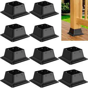 4x4 Post Base 10Pcs, Internal 3.58"x3.58" Heavy Duty Powder-Coated Steel Post Bracket Fit for Standard Wood Post Anchor, Decking Post Base for Deck Porch Handrail Railing Support 4x4 Post Base 10Pcs, Internal 3.58"x3.58" Heavy Duty Powder-Coated Steel Post Bracket Fit for Standard Wood Post Anchor, Decking Post Base for Deck Porch Handrail Railing Support