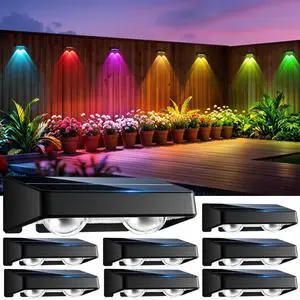 Solar Fence Lights 8 Pack 9 Colors & 11 Lighting Modes Solar Wall Lights Outdoor Waterproof IP65 RGB Color Changing Fence Lights Solar Powered for Garden Yard Patio Deck Step Patio Wall Solar Fence Lights 8 Pack 9 Colors & 11 Lighting Modes Solar Wall Lights Outdoor Waterproof IP65 RGB Color Changing Fence Lights Solar Powered for Garden Yard Patio Deck Step Patio Wall