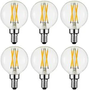 G16.5 Light Bulb,4W E12 LED Bulb dimmable Equivalent E12 Candelabra Bulb 40 Watt,Warm White 2700K,400lm,CRI85+,AC120V,Edison Style,Clear Glass,ETL Listed,Pack of 6 G16.5 Light Bulb,4W E12 LED Bulb dimmable Equivalent E12 Candelabra Bulb 40 Watt,Warm White 2700K,400lm,CRI85+,AC120V,Edison Style,Clear Glass,ETL Listed,Pack of 6
