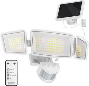 5 Motion Sensor Modes Solar Security Light, 1800LM 270° Wide Angle 3 Heads LED Flood Lights, IP65 Waterproof Wall Lights, Separate Solar Panel Remote Control Solar Lights Outdoor 5 Motion Sensor Modes Solar Security Light, 1800LM 270° Wide Angle 3 Heads LED Flood Lights, IP65 Waterproof Wall Lights, Separate Solar Panel Remote Control Solar Lights Outdoor