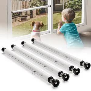 4-Pack Sliding Door and Window Security Bars, 17-50 Inch, White 4-Pack Sliding Door and Window Security Bars, 17-50 Inch, White