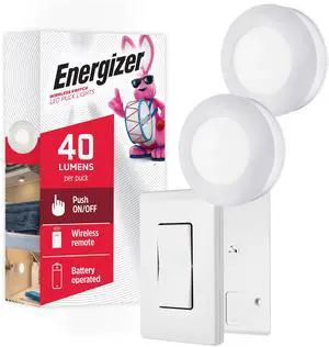 Battery Powered Puck Lights with Remote Wall Switch, 2 Pack | Under Cabinet Lights for Kitchen, Closet, and Pantry, AA Battery Operated, Wireless Installation Battery Powered Puck Lights with Remote Wall Switch, 2 Pack | Under Cabinet Lights for Kitchen, Closet, and Pantry, AA Battery Operated, Wireless Installation