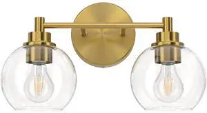 2 Light Bathroom Vanity Light Fixtures, Gold Finish | Globe Glass Shades, E26 Sockets, Easy to install, Vanity Lights for Bedroom Hallway Living Room 2 Light Bathroom Vanity Light Fixtures, Gold Finish | Globe Glass Shades, E26 Sockets, Easy to install, Vanity Lights for Bedroom Hallway Living Room