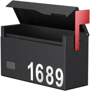 Wall Mount Mailbox for Outside (No Locking Mechanism) | Flag & Number Stickers, Large Metal Mail Box for House, Modern Post Box for Outdoor Office Home Wall Mount Mailbox for Outside (No Locking Mechanism) | Flag & Number Stickers, Large Metal Mail Box for House, Modern Post Box for Outdoor Office Home