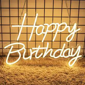 Happy Birthday Neon Sign for Backdrop, LED Happy Birthday Light Up Sign, USB Powered Dimmable Neon Light for Birthday Party Decorations, Wall Decor, Warm White, 16.5 x 12 inch Happy Birthday Neon Sign for Backdrop, LED Happy Birthday Light Up Sign, USB Powered Dimmable Neon Light for Birthday Party Decorations, Wall Decor, Warm White, 16.5 x 12 inch