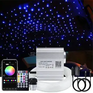 Car Home Use APP+Twinkle+Music Fiber Optic Lights kit for Star Ceiling Sky Light, RGBW Light Engine + Optical Fiber Cable 150pcs 0.03in/0.75mm 6.5ft/2m + 28key RF Remote Control Car Home Use APP+Twinkle+Music Fiber Optic Lights kit for Star Ceiling Sky Light, RGBW Light Engine + Optical Fiber Cable 150pcs 0.03in/0.75mm 6.5ft/2m + 28key RF Remote Control