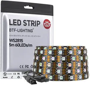 WS2815 (Upgraded WS2812B) LED Strip Light,UL Listed,16.4FT 300 LED/Pixels,Flexible Chasing RGB,Dual Signal Individually Addressable,5050SMD,3M Tape,DC12V IP30(No Adapter or Controller) WS2815 (Upgraded WS2812B) LED Strip Light,UL Listed,16.4FT 300 LED/Pixels,Flexible Chasing RGB,Dual Signal Individually Addressable,5050SMD,3M Tape,DC12V IP30(No Adapter or Controller)