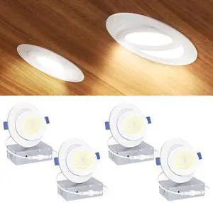 4 Inch Gimbal LED Recessed Light, 5CCT, 9W, 900LM, 4 Pack | 5%-100% Dimmable, 2700K-5000K Selectable CCT, 90° Tilt and 360° Swivel, Angle Adjustable, IC&Damp Rated, ETL&FCC Certified 4 Inch Gimbal LED Recessed Light, 5CCT, 9W, 900LM, 4 Pack | 5%-100% Dimmable, 2700K-5000K Selectable CCT, 90° Tilt and 360° Swivel, Angle Adjustable, IC&Damp Rated, ETL&FCC Certified
