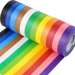 12 Rolls Colored Masking Tape-1 inch x 660 Yards Painters Tape, Rainbow Colors Rolls Bulk Colorful Paper Marking Tape Decorative Arts Crafts Labeling DIY Home Office Supplies 12 Rolls Colored Masking Tape-1 inch x 660 Yards Painters Tape, Rainbow Colors Rolls Bulk Colorful Paper Marking Tape Decorative Arts Crafts Labeling DIY Home Office Supplies