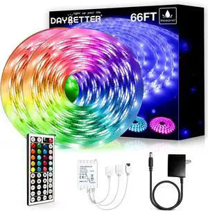Waterproof LED Light Strips 66ft, Outdoor LED Strip Lights Color Changing 5050 RGB LED Strip Lights with Remote Control, LED Lights for Indoor Outdoor Use, IP65 (2 Rolls of 33ft) Waterproof LED Light Strips 66ft, Outdoor LED Strip Lights Color Changing 5050 RGB LED Strip Lights with Remote Control, LED Lights for Indoor Outdoor Use, IP65 (2 Rolls of 33ft)