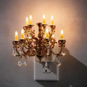 Night Lights Plug into Wall,Crystal Chandelier Candle,Vintage | Nightlight with Dusk to Dawn Sensor,Brightness Adjustable,3000K Soft White,Rotatable Night Light Plug in,Home Decor,Bathroom Night Lights Plug into Wall,Crystal Chandelier Candle,Vintage | Nightlight with Dusk to Dawn Sensor,Brightness Adjustable,3000K Soft White,Rotatable Night Light Plug in,Home Decor,Bathroom