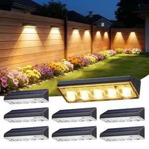 Solar Fence Lights Outdoor Waterproof, 8 Pack Warm White & 9 Fixed Colors & Color Changing Fence Lights Solar Powered, Solar Lights Outdoor Fence for Outside Backyard Railing Patio Wall Deck Solar Fence Lights Outdoor Waterproof, 8 Pack Warm White & 9 Fixed Colors & Color Changing Fence Lights Solar Powered, Solar Lights Outdoor Fence for Outside Backyard Railing Patio Wall Deck