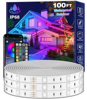 100Ft Outdoor Waterproof LED Strip Lights,Music Sync RGB IP65 Led Lights with App Control and Remote,Color Changing Waterproof Led Rope Lights for Outdoor,Balcony,Roof,Garden,Stairs Party 100Ft Outdoor Waterproof LED Strip Lights,Music Sync RGB IP65 Led Lights with App Control and Remote,Color Changing Waterproof Led Rope Lights for Outdoor,Balcony,Roof,Garden,Stairs Party