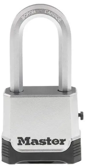 Silver Outdoor Combination Lock, Heavy Duty Weather Resistant Padlock with Resettable Code and Cut Resistant Boron Carbide Shackle for Outdoor Use, M176XDLH Silver Outdoor Combination Lock, Heavy Duty Weather Resistant Padlock with Resettable Code and Cut Resistant Boron Carbide Shackle for Outdoor Use, M176XDLH