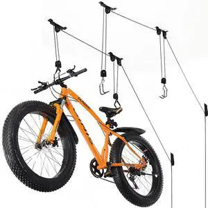 Ceiling Bike Mount Hanger, Bike Ceiling Lift Hoist, Bike Pulley System for Garage, Indoor Bicycle Hooks, 2 pack Ceiling Bike Mount Hanger, Bike Ceiling Lift Hoist, Bike Pulley System for Garage, Indoor Bicycle Hooks, 2 pack