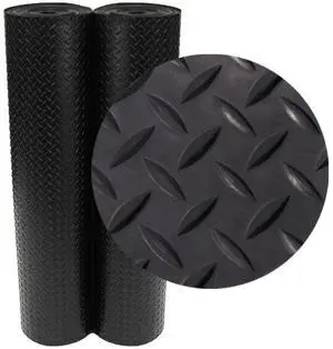 Diamond-Plate Rubber Flooring Roll - 3 mm x 4 ft x 2 ft Roll - Black Diamond-Plate Rubber Flooring Roll - 3 mm x 4 ft x 2 ft Roll - Black