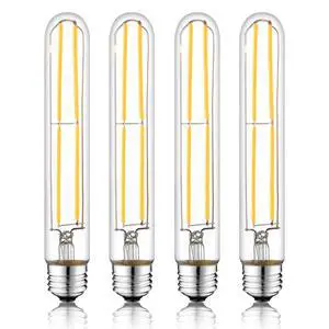 7.3 Inch E26 Led Bulb 6W, Equal 80 Watt 3000K Warm White Edison Bulbs Dimmable, T10 T9 Long Tubular Clear Glass Light Bulb 800LM for Pipe Pendant Chandeliers Wall Sconces - ETL Cert 4Pack 7.3 Inch E26 Led Bulb 6W, Equal 80 Watt 3000K Warm White Edison Bulbs Dimmable, T10 T9 Long Tubular Clear Glass Light Bulb 800LM for Pipe Pendant Chandeliers Wall Sconces - ETL Cert 4Pack