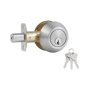 1 Side Keyed Deadbolt Lock,Single Cylinder Dead Bolt, Satin Nickel Round Exterior Keyed Front Entry Inside Door Deadbolt 1 Side Keyed Deadbolt Lock,Single Cylinder Dead Bolt, Satin Nickel Round Exterior Keyed Front Entry Inside Door Deadbolt