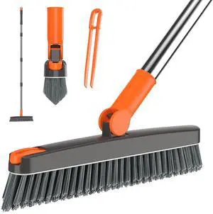 Heavy Duty Grout Scrub Brush with Long Handle & Hair Clip | 180° Swivel Scrub Brush V-Shape Grout Line Scrubber Stiff Bristles for Deep Cleaning Crevice, Tile Line, Corners Heavy Duty Grout Scrub Brush with Long Handle & Hair Clip | 180° Swivel Scrub Brush V-Shape Grout Line Scrubber Stiff Bristles for Deep Cleaning Crevice, Tile Line, Corners