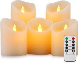 Flameless Candles, Flickering Moving Flame LED Candles Set of 5 (Size: D: 3" x H: 4"/4"/4"/6"/6") Pillar Realistic Real Wax Battery Operated Candles with Remote Control 2 4 6 8 Hours Timer Flameless Candles, Flickering Moving Flame LED Candles Set of 5 (Size: D: 3" x H: 4"/4"/4"/6"/6") Pillar Realistic Real Wax Battery Operated Candles with Remote Control 2 4 6 8 Hours Timer