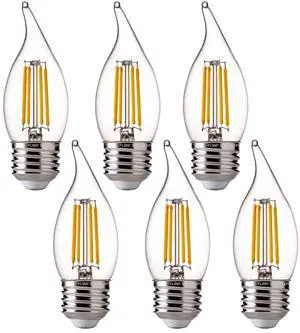 LED 60 Watts Equivalent Chandelier Light Bulbs, CA11 Dimmable Filament Clear LED Candelabra Bulbs, E26 Medium Base, 2700K Soft White, 6 Pack LED 60 Watts Equivalent Chandelier Light Bulbs, CA11 Dimmable Filament Clear LED Candelabra Bulbs, E26 Medium Base, 2700K Soft White, 6 Pack