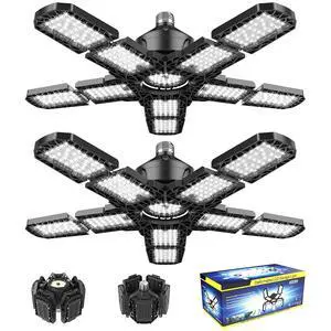 2-Pack Led Garage Light 180W, 36000LM Garage Lights Ceiling LED with E26/E27 Medium Base, 6000K Deformable LED Shop Lights with 10+1 Adjustable Panels for Garage, Workshop, Attic, Basemen 2-Pack Led Garage Light 180W, 36000LM Garage Lights Ceiling LED with E26/E27 Medium Base, 6000K Deformable LED Shop Lights with 10+1 Adjustable Panels for Garage, Workshop, Attic, Basemen