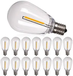 LED Replacement Bulbs S14 15-Pack 1W E17 Waterproof Shatterproof | Commercial Grade Quality, LED Dimmable Compatible Clear Plastic E17 Screw Base for Our Outdoor String Light LED Replacement Bulbs S14 15-Pack 1W E17 Waterproof Shatterproof | Commercial Grade Quality, LED Dimmable Compatible Clear Plastic E17 Screw Base for Our Outdoor String Light