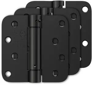 3 Pack Self Closing Door Hinges 4 Inch, Adjustable Tension, Black | Spring Loaded Door Hinges for Garage/Front/Back Doors, 5/8'' Radius Corners, Fit Left/Right Hand Doors, UL Listed 3 Pack Self Closing Door Hinges 4 Inch, Adjustable Tension, Black | Spring Loaded Door Hinges for Garage/Front/Back Doors, 5/8'' Radius Corners, Fit Left/Right Hand Doors, UL Listed