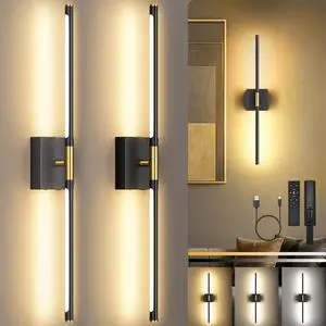 10000mAh Rechargeable Wall Lights, Black Gold, 29 Inch, 3CCT, 2 Pack | Battery Operated Wall Sconces Set of 2, Remote Control, 360° Rotate, Dimmable, LED Cordless Lamps for Bedroom, Living Room 10000mAh Rechargeable Wall Lights, Black Gold, 29 Inch, 3CCT, 2 Pack | Battery Operated Wall Sconces Set of 2, Remote Control, 360° Rotate, Dimmable, LED Cordless Lamps for Bedroom, Living Room