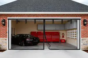 Garage Door Screen, 2-Car Garage, 16 x 7 ft, Fiberglass | Porch Gazebo Patio, Hands-Free Magnetic Closure, Buckle Straps, Black Garage Door Screen, 2-Car Garage, 16 x 7 ft, Fiberglass | Porch Gazebo Patio, Hands-Free Magnetic Closure, Buckle Straps, Black
