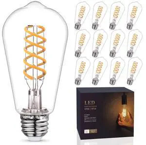 12P Edison Light Bulbs 60W Equi, Dimmable Vintage LED Light Bulbs | Shatter Resistant E26 LED Bulbs 6 Watt, 800LM, Warm White 2700K, 80+ CRI, Antique Decorative Filament LED Bulb 12P Edison Light Bulbs 60W Equi, Dimmable Vintage LED Light Bulbs | Shatter Resistant E26 LED Bulbs 6 Watt, 800LM, Warm White 2700K, 80+ CRI, Antique Decorative Filament LED Bulb