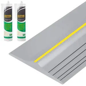 20Ft Universal Garage Door Bottom Threshold Seal Strip with 20oz Glue Gel, Weatherproof Rubber DIY Weather Stripping Replacement - Grey 20Ft Universal Garage Door Bottom Threshold Seal Strip with 20oz Glue Gel, Weatherproof Rubber DIY Weather Stripping Replacement - Grey