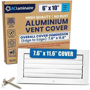 6x10 Duct Hole Aluminum Ceiling Vent Cover - 1-Way HVAC Register Adjustable 6x10 Duct Hole Aluminum Ceiling Vent Cover - 1-Way HVAC Register Adjustable