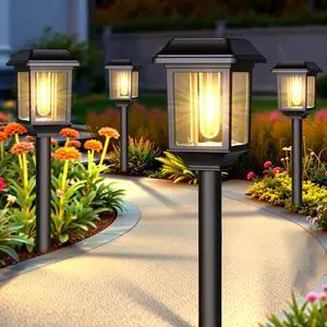 Solar Outdoor Lights Waterproof, 8 Pack Metal Glass Solar Pathway Lights Outdoor Lighting Garden Decor for Landscape Path Yard Patio Driveway (Warm White) Solar Outdoor Lights Waterproof, 8 Pack Metal Glass Solar Pathway Lights Outdoor Lighting Garden Decor for Landscape Path Yard Patio Driveway (Warm White)