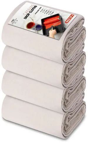 CH Canvas Drop Cloth for Painting (Size 4' x 12' Feet - Pack of 4) Painters Drop Cloth for Painting, Furniture & Floor Protection, All Purpose Thick Canvas tarp with Double Stitched Edges CH Canvas Drop Cloth for Painting (Size 4' x 12' Feet - Pack of 4) Painters Drop Cloth for Painting, Furniture & Floor Protection, All Purpose Thick Canvas tarp with Double Stitched Edges