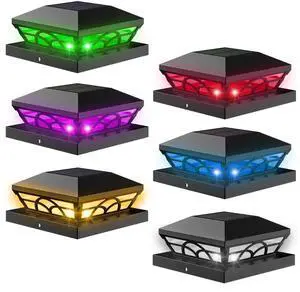 4X4 Post Solar Lights, Color Changing Solar Post Lights, Black 6 Pack | IP65 Waterproof,Fence Post Lights for 3.5x3.5 4x4 5x5 5.5x5.5 Wood/Vinyl Posts, Solar Deck Post Lights for Patio,Garden,Porch 4X4 Post Solar Lights, Color Changing Solar Post Lights, Black 6 Pack | IP65 Waterproof,Fence Post Lights for 3.5x3.5 4x4 5x5 5.5x5.5 Wood/Vinyl Posts, Solar Deck Post Lights for Patio,Garden,Porch