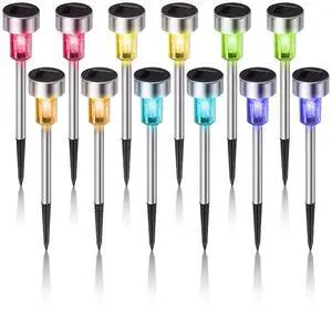 Solar Lights Outdoor Waterproof, Solar Garden Lights, Multicolor, 12 Pack | Outdoor Solar Lights Stainless Steel LED Landscape Lighting Decorations for Yard Pathway Patio Lawn Solar Lights Outdoor Waterproof, Solar Garden Lights, Multicolor, 12 Pack | Outdoor Solar Lights Stainless Steel LED Landscape Lighting Decorations for Yard Pathway Patio Lawn