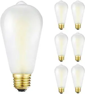 E26 Frosted Edison LED Bulbs 60W Dimmable 3000K Vintage Light Bulbs | Soft White 6W Equal 60W Frosted LED Bulbs,600LM,AC120V, ST58 Dimmable Antique LED Filament Bulbs with 90+ CRI, 6Pack E26 Frosted Edison LED Bulbs 60W Dimmable 3000K Vintage Light Bulbs | Soft White 6W Equal 60W Frosted LED Bulbs,600LM,AC120V, ST58 Dimmable Antique LED Filament Bulbs with 90+ CRI, 6Pack