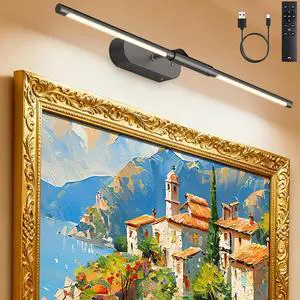 24" Wireless Picture Light for Wall, Rechargeable Art Light with Remote, 8000mAh Battery Operated, 3 Color Modes & Brightness Levels, Memory Timer, for 16-30" Painting Frame Gallery 24" Wireless Picture Light for Wall, Rechargeable Art Light with Remote, 8000mAh Battery Operated, 3 Color Modes & Brightness Levels, Memory Timer, for 16-30" Painting Frame Gallery