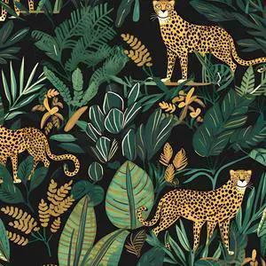 Black Gold Vintage Leopard Peel and Stick Wallpaper 17.5" x 393" | Waterproof Vinyl Self Adhesive Removable Renter Friendly Floral Contact Paper Black Gold Vintage Leopard Peel and Stick Wallpaper 17.5" x 393" | Waterproof Vinyl Self Adhesive Removable Renter Friendly Floral Contact Paper