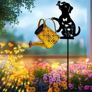 Solar Lights Outdoor Decorative, Watering Can with Cascading Lights, with Dog Silhouette Garden Stakes, Gifts for Mom Women, Waterproof Metal Garden Decor for Yard Art, Outside(1 Pack) Solar Lights Outdoor Decorative, Watering Can with Cascading Lights, with Dog Silhouette Garden Stakes, Gifts for Mom Women, Waterproof Metal Garden Decor for Yard Art, Outside(1 Pack)
