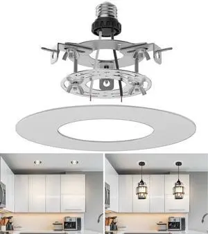 Recessed Can Light Conversion Kit for 5" and 6" Ceiling Fixtures - Pendant/Hanging Light Upgrade, Compatible with Ceiling Fans, Includes 7¾" Flat Steel Medallion, White Finish Recessed Can Light Conversion Kit for 5" and 6" Ceiling Fixtures - Pendant/Hanging Light Upgrade, Compatible with Ceiling Fans, Includes 7¾" Flat Steel Medallion, White Finish