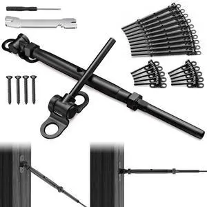 10 Pair 1/8" Black Cable Railing Kit Swage Toggle Turnbuckle Hardware | Adjustable Angle T316 Stainless Steel Cable Railing Kits for 2"x2", 4"x4" Wood Posts, Black Deck Railing Kit for Stairs 10 Pair 1/8" Black Cable Railing Kit Swage Toggle Turnbuckle Hardware | Adjustable Angle T316 Stainless Steel Cable Railing Kits for 2"x2", 4"x4" Wood Posts, Black Deck Railing Kit for Stairs