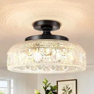 Semi Flush Mount Ceiling Light, Upgraded Larger 12 Inch Black Hallway Light Fixture, 3 Light Globe Glass Close to Ceiling Light, Indoor Hanging Light for Bedroom Kitchen Porch Hallway Semi Flush Mount Ceiling Light, Upgraded Larger 12 Inch Black Hallway Light Fixture, 3 Light Globe Glass Close to Ceiling Light, Indoor Hanging Light for Bedroom Kitchen Porch Hallway