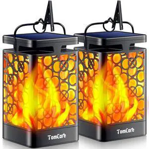 Solar Lanterns Outdoor, Flickering Flame Hanging Lights, 2 Pack | Realistic Flame Effect, Charges in 6-8 Hours, 10-12-Hour Runtime, IP65 Waterproof, Auto On/Off for Patio, Garden and Porch Solar Lanterns Outdoor, Flickering Flame Hanging Lights, 2 Pack | Realistic Flame Effect, Charges in 6-8 Hours, 10-12-Hour Runtime, IP65 Waterproof, Auto On/Off for Patio, Garden and Porch
