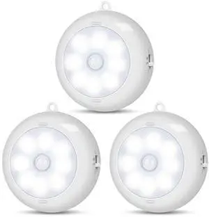 Motion Sensor Light Indoor AA Battery Operated, Under Cabinet Lighting, Magnetic Stick on LED Puck Lights for Stair, Wall, Closet, Dimmable, 6000K Cool White (3 Pack) Motion Sensor Light Indoor AA Battery Operated, Under Cabinet Lighting, Magnetic Stick on LED Puck Lights for Stair, Wall, Closet, Dimmable, 6000K Cool White (3 Pack)
