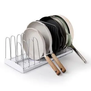 StoreMore Expandable Cookware Rack with Tall Steel Wires, 12.5"-22" Wide Adjustable Pan Organizer for Kitchen Cabinet Storage, Premium Edition StoreMore Expandable Cookware Rack with Tall Steel Wires, 12.5"-22" Wide Adjustable Pan Organizer for Kitchen Cabinet Storage, Premium Edition