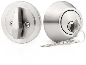 Keyed Cylinder Deadbolt Single Side in Brushed Nickel, Anti-Theft Exterior Door Lock with 3 Keys, Entrance Lock and Front Door Lock, Each Set Different Key (1Pack) Keyed Cylinder Deadbolt Single Side in Brushed Nickel, Anti-Theft Exterior Door Lock with 3 Keys, Entrance Lock and Front Door Lock, Each Set Different Key (1Pack)